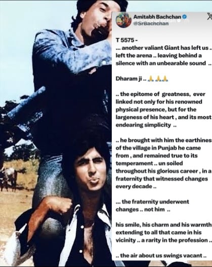 Bollywood Pays Tribute to Dharmendra