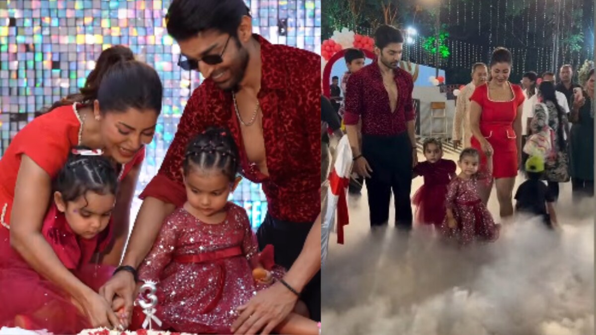 Gurmeet Choudhary and Debina Bonnerjee Twin in Red for Daughter Divisha's Birthday