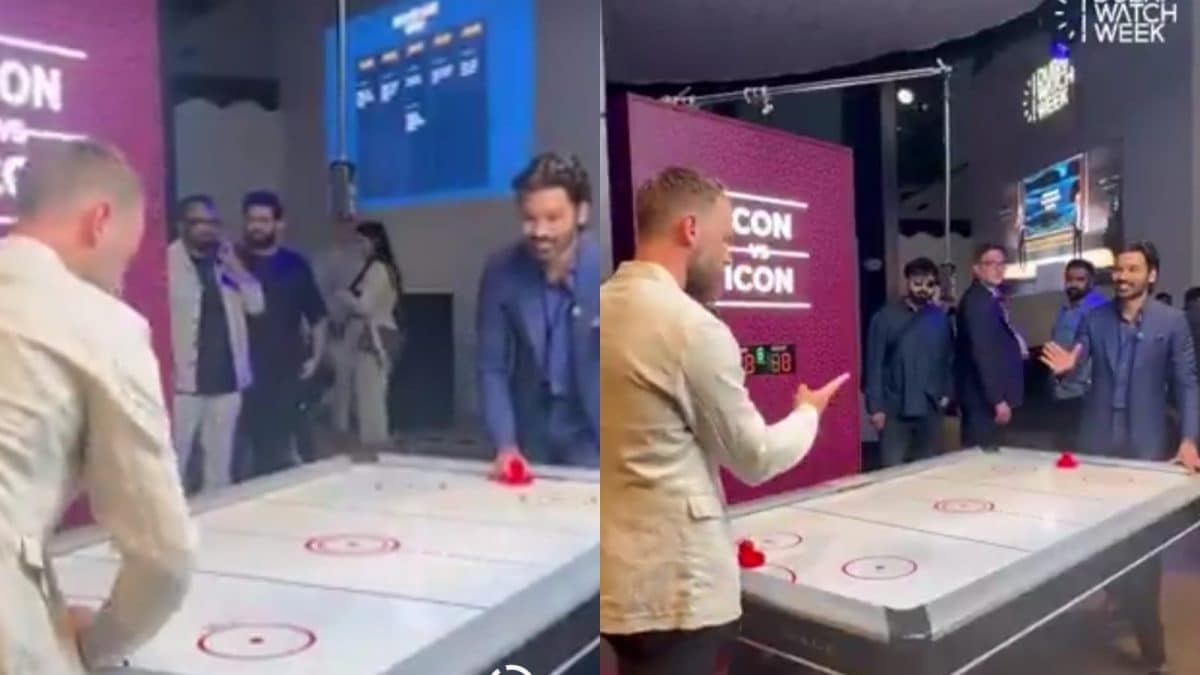 Dhanush and Kane Williamson Bond Over Air Hockey at Dubai Watch Week