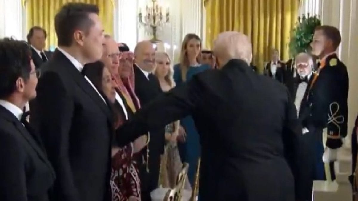 At White House Dinner For Saudi’s Salman, Donald Trump Greets Elon Musk With A Belly Pat | Watch