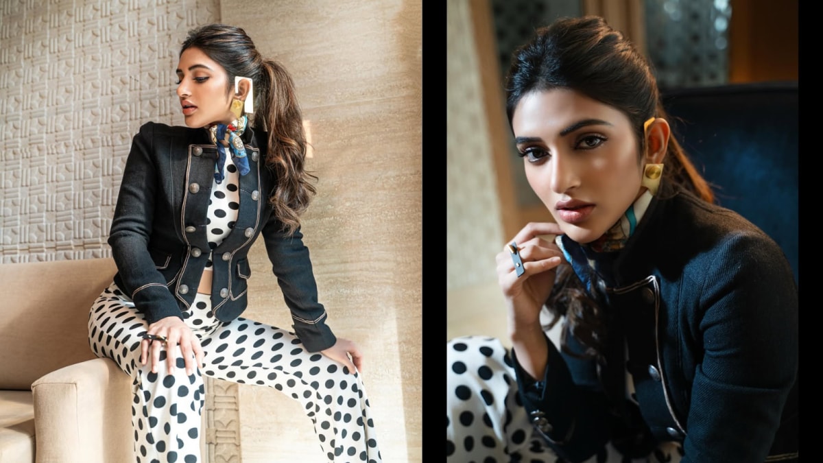 Sreeleela Serves High-Fashion Drama In Monochrome Polka Dots And Sculptural Accessories