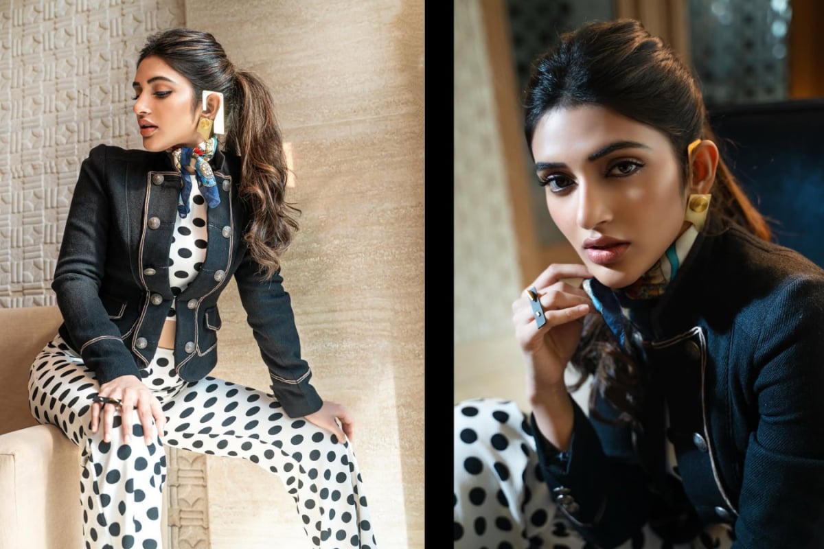 Sreeleela Serves High-Fashion Drama In Monochrome Polka Dots And Sculptural Accessories