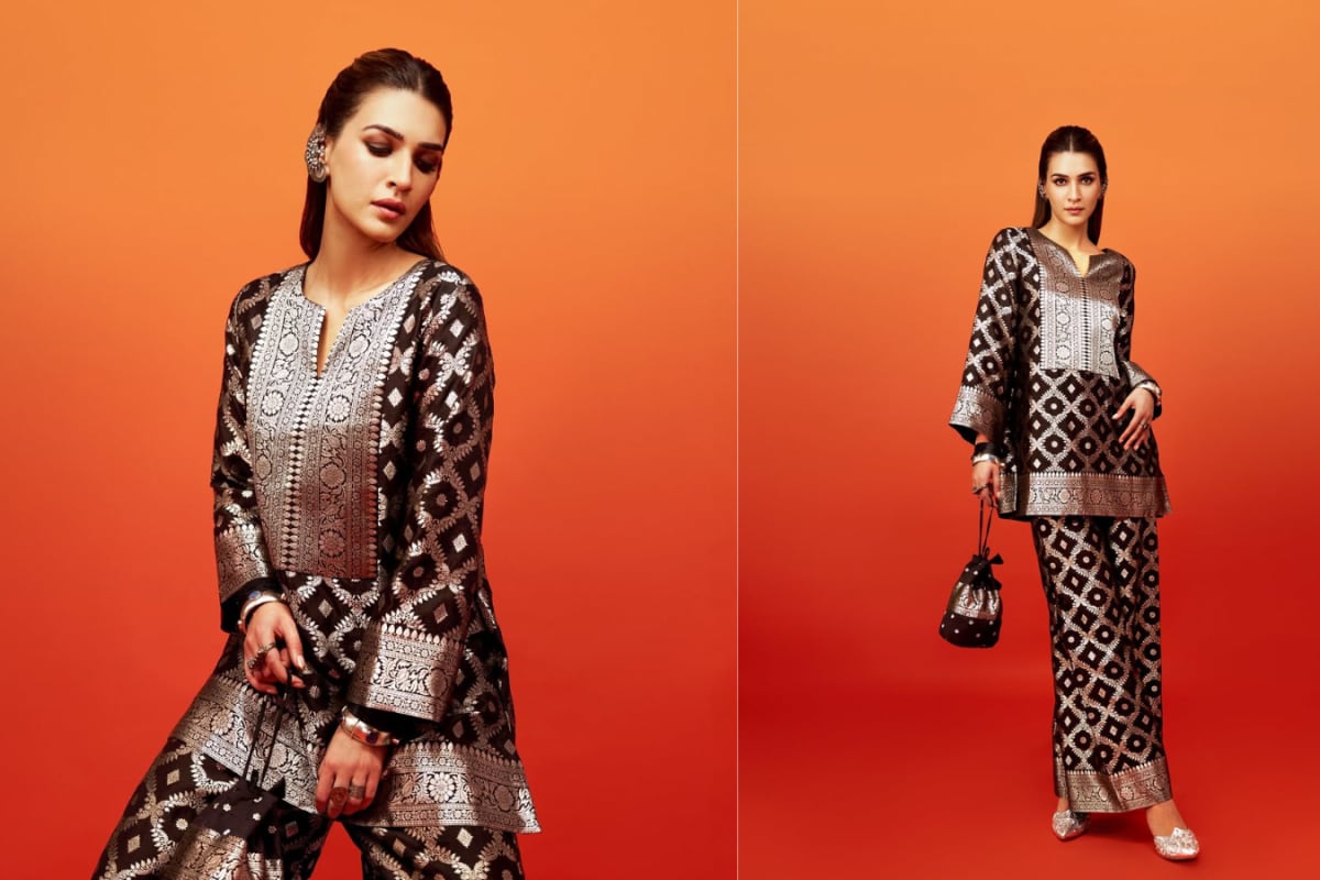 Kriti Sanon Shines In Brocade Elegance As She Promotes Her Upcoming Film Tere Ishk Mein