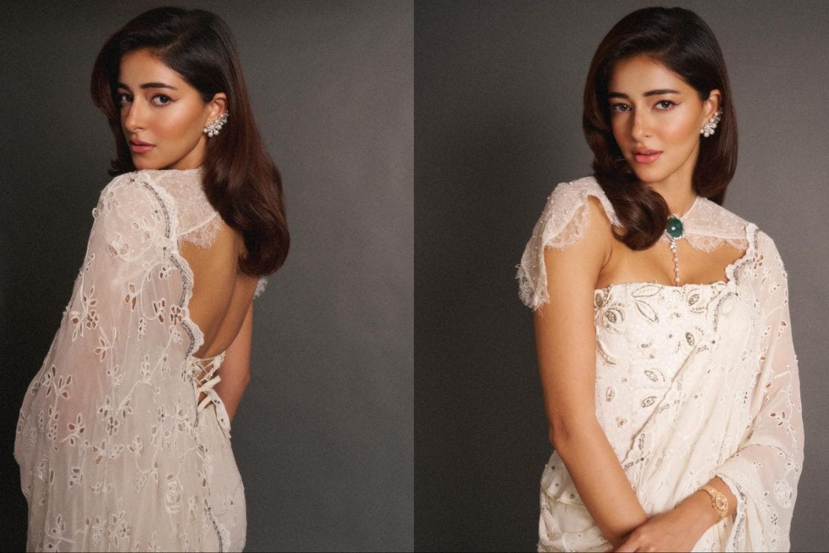 Ananya Panday Channels Maharani Gayatri Devi In A Lace Saree And Corset From 1948