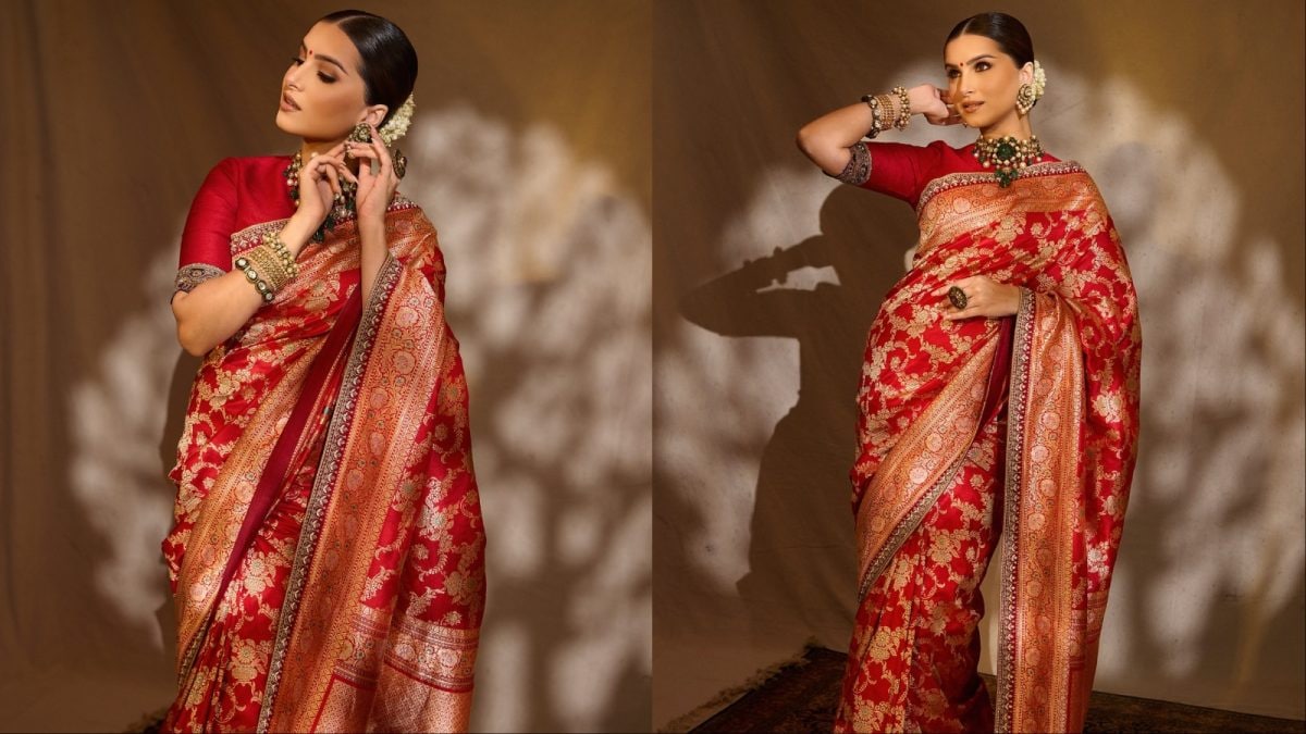 Tara Sutaria Redefines Royalty In A Deep Crimson Jayanti Reddy Banarasi Saree | Fashion News
