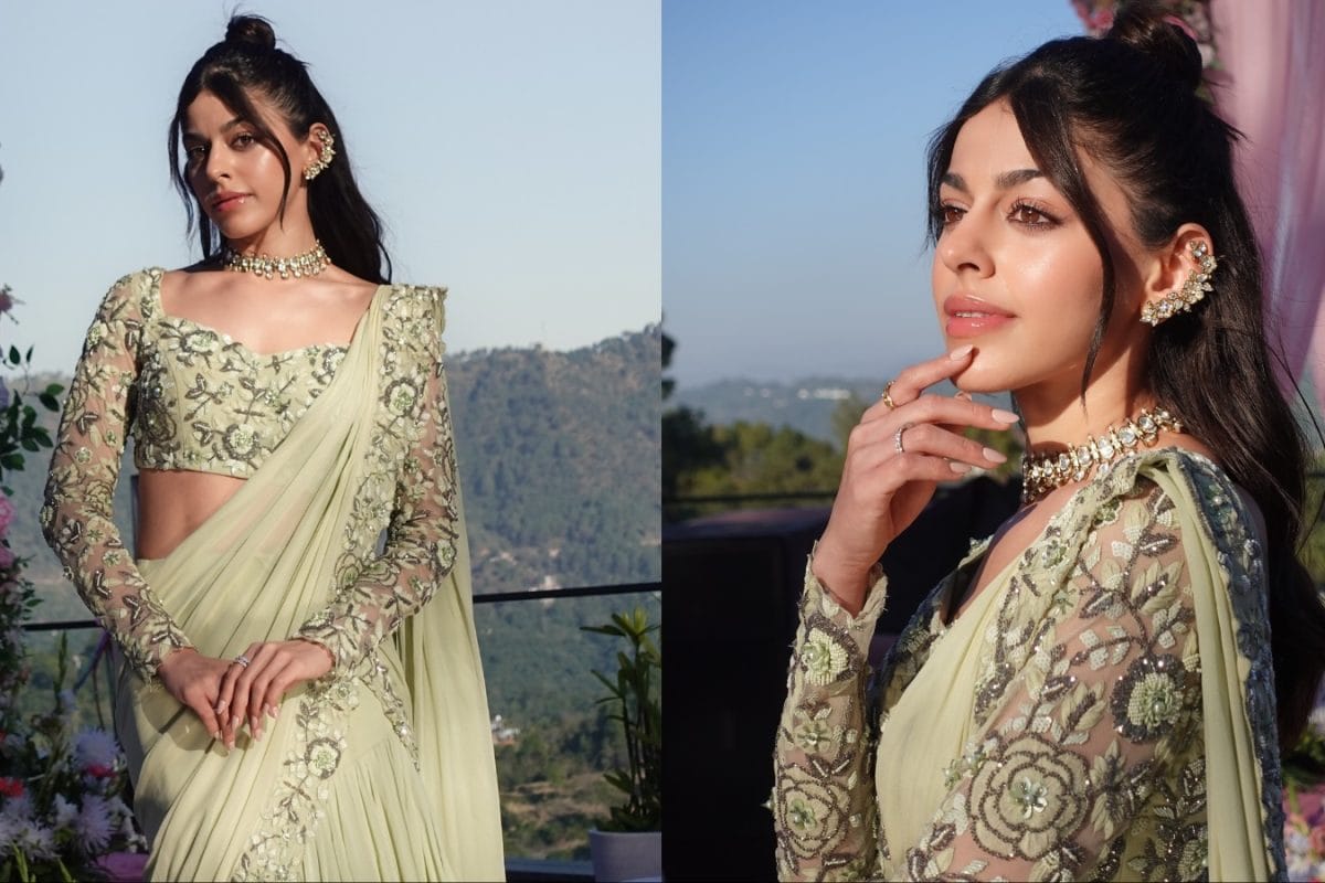 Alaya F’s Rs 85K Sage-Green Saree Is The Chicest Bridesmaid Look Of The Season