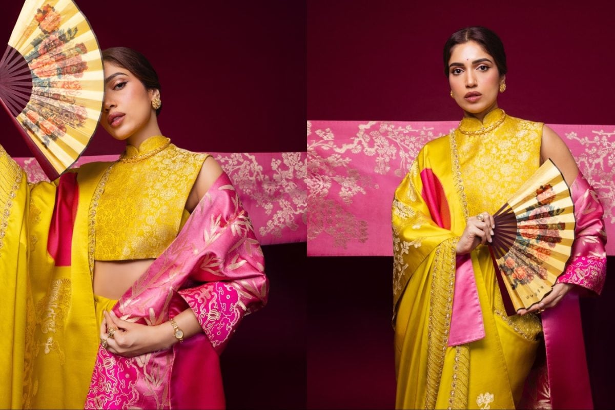 Bhumi Pednekar Radiates Elegance In Rs 62K Mustard Yellow Mashru Silk Saree