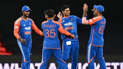 Indian players celebrate (Picture credit: AP)