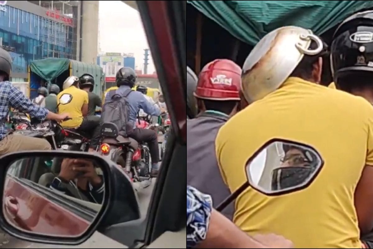 'Safety First, Breakfast Later': Bengaluru Man Spotted With Frying Pan On Head Instead Of Helmet