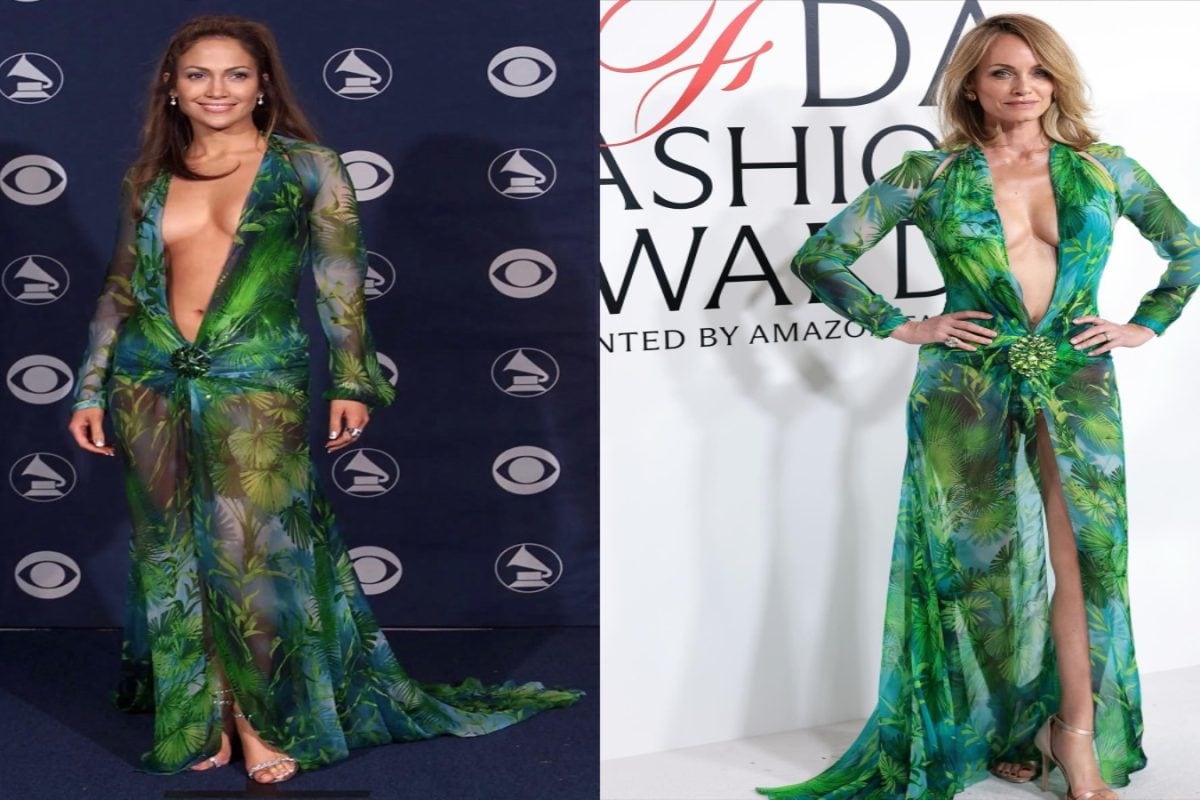 Amber Valletta Wears Jennifer Lopez's Iconic Versace Jungle Dress At CFDA Awards
