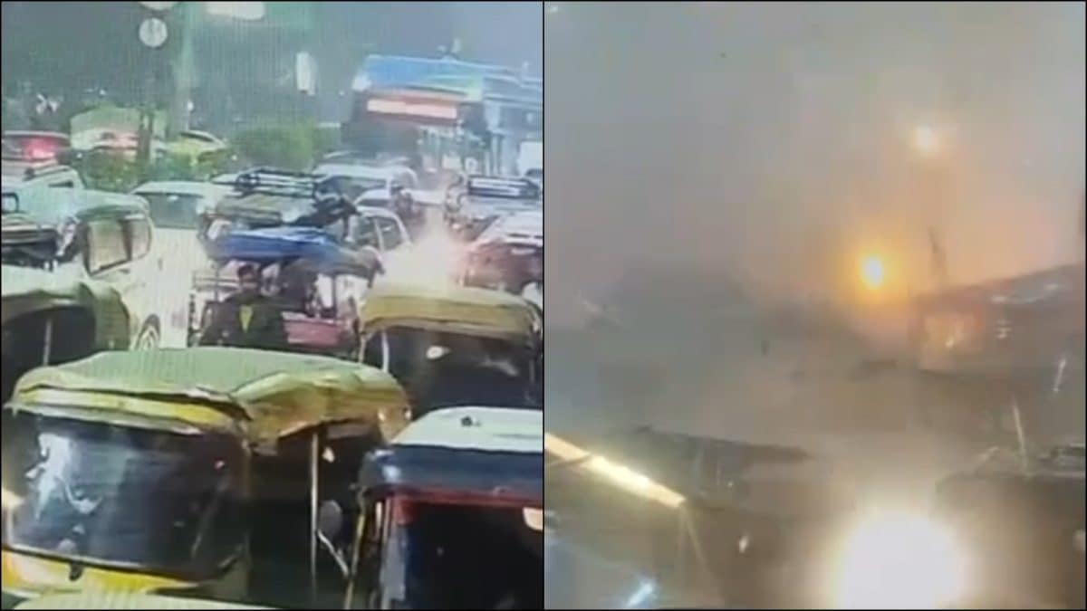 New CCTV Footage Shows Moment Hyundai i20 Exploded On Jam-Packed Road Near Delhi’s Red Fort | Video