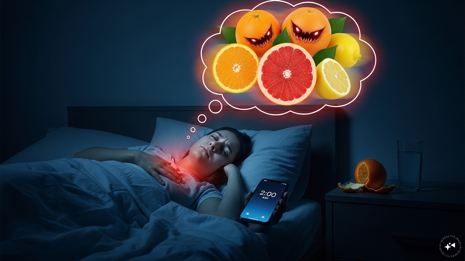  Citrus Fruits: Oranges, grapefruits, and lemons are acidic and may trigger heartburn. Eating them before bed can cause discomfort and interrupt sleep.