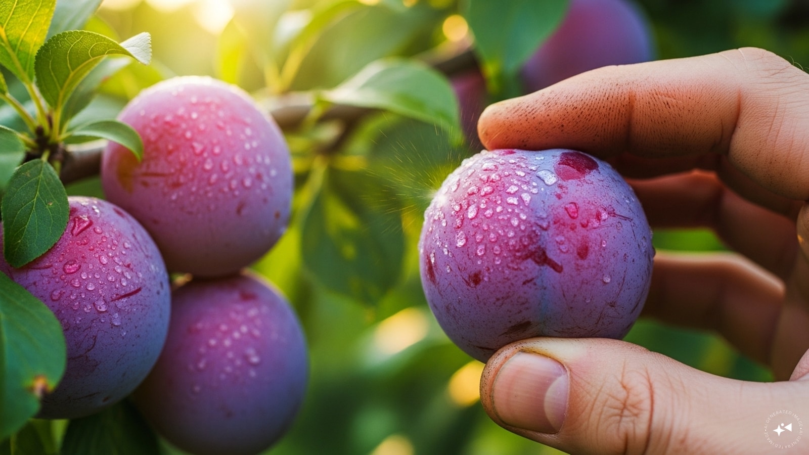  Harvest At The Right Time: Plums are ready to harvest when they are fully coloured, slightly soft to touch, and sweet-smelling. Picking at peak ripeness ensures maximum juiciness and flavour.