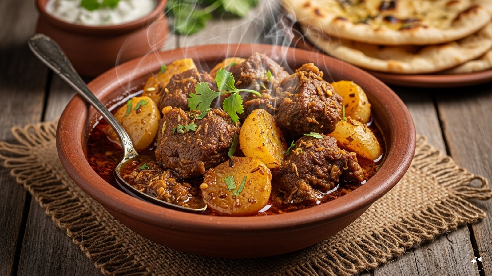  Shalgam Gosht: A hearty meat dish where tender pieces of mutton are cooked with shalgam (turnip), giving it a rustic, earthy flavour.