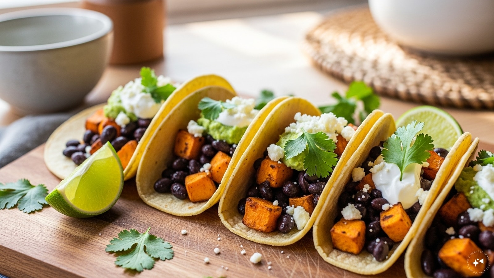  Sweet Potato And Black Bean Tacos: Sweet, savory, and packed with protein for a satisfying twist on taco night.