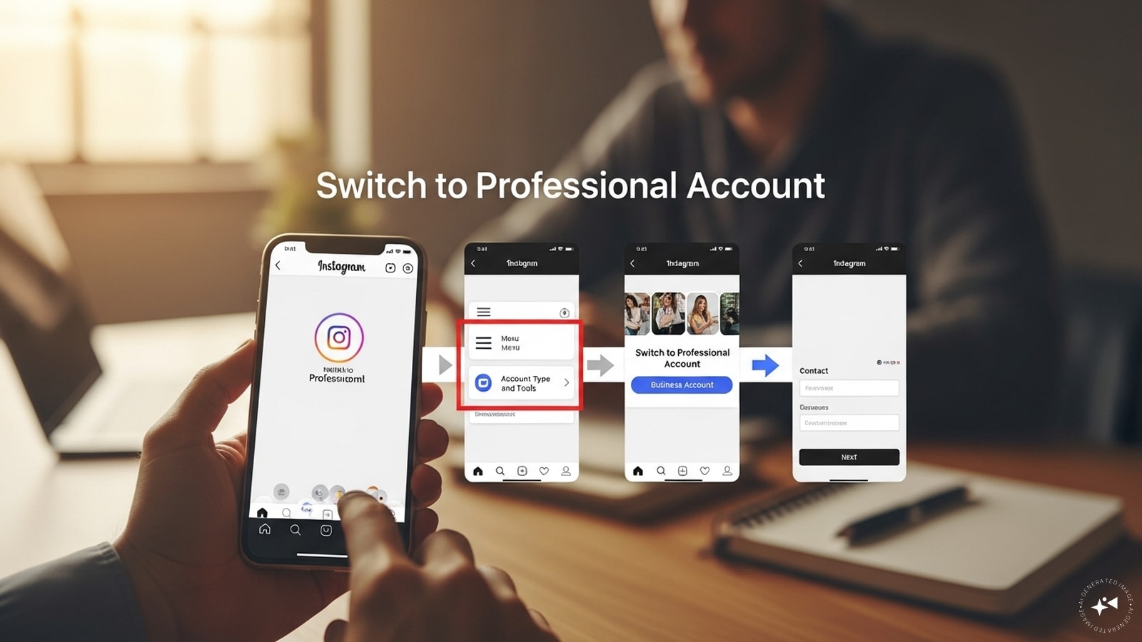 Steps To Follow: Open the Instagram app and tap your profile icon, Tap the menu icon in the top right corner and go to Account Type and Tools, Select Switch to Professional Account and choose a Business Account, Add contact information if needed and tap Next. Steps To Follow: Open the Instagram app and tap your profile icon, Tap the menu icon in the top right corner and go to Account Type and Tools, Select Switch to Professional Account and choose a Business Account, Add contact information if needed and tap Next.