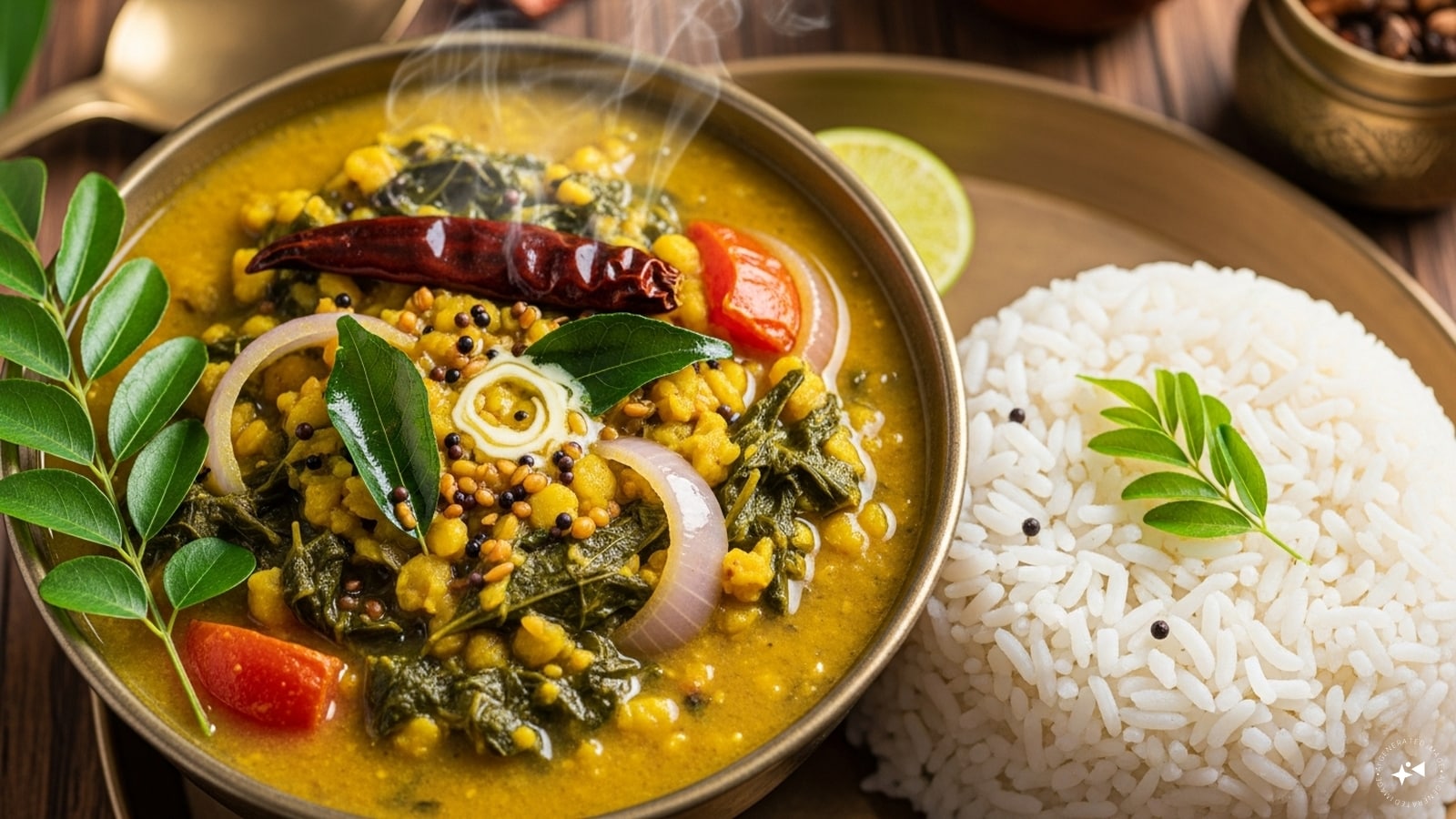 Moringa Dal (Keerai Paruppu or Munagaku Pappu): This comforting lentil dish combines moringa leaves with toor dal, garlic, onions, and tomatoes. Tempered with mustard seeds, curry leaves, and dried red chilies, it’s a protein-rich meal that’s perfect with steamed rice.