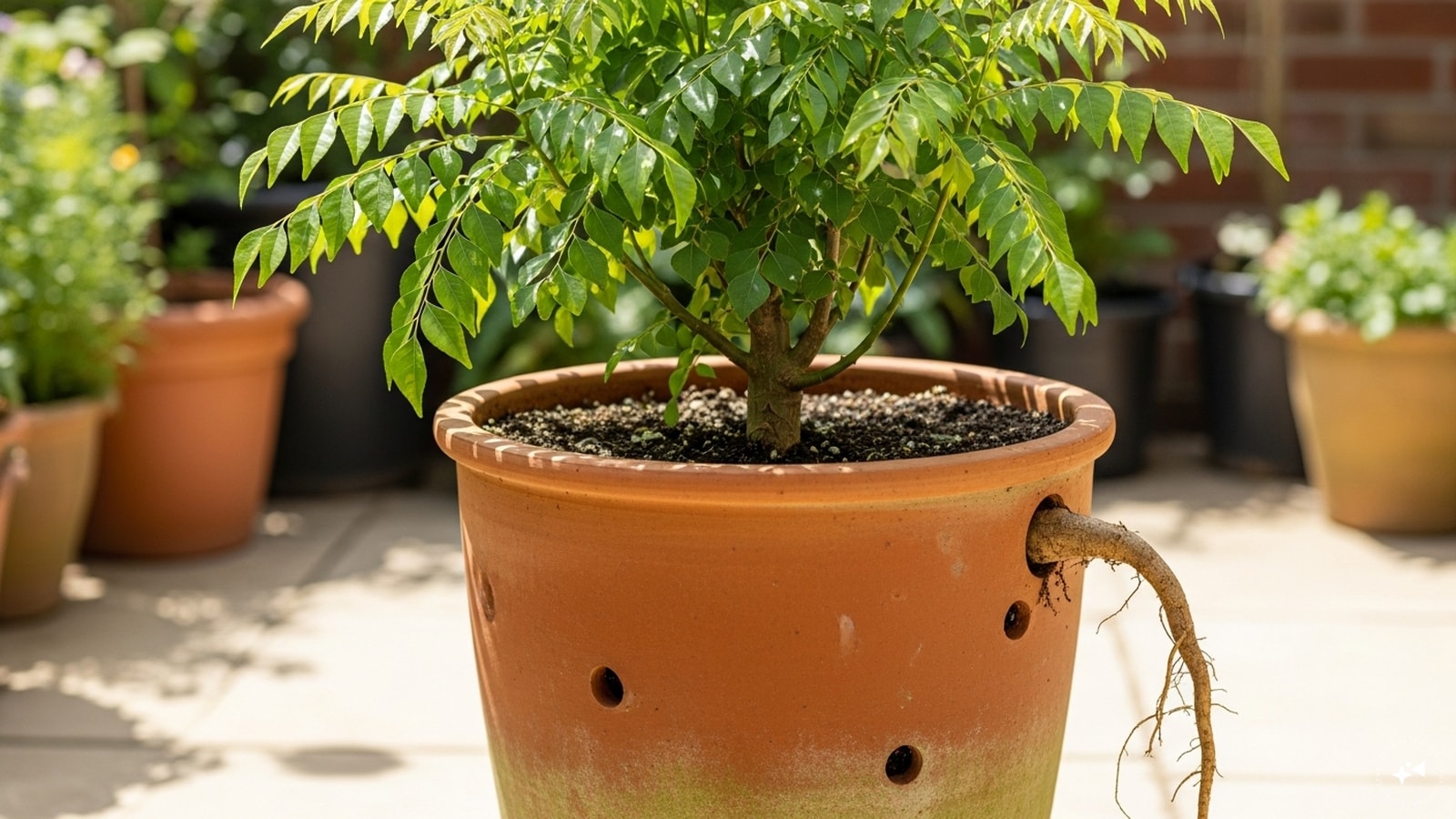  Pick A Good Pot: Use a deep pot (12–15 inches) with good drainage. Curry leaf plants have long taproots and need space to grow.