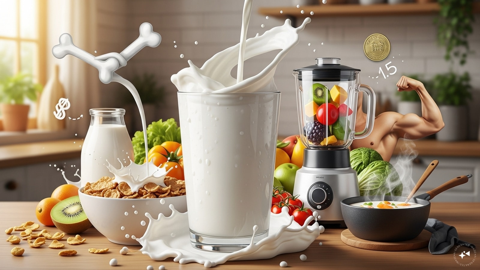   दूध: आवश्यक अमीनो एसिड, कैल्शियम और विटामिन के साथ एक किफायती संपूर्ण प्रोटीन स्रोत। यह बहुमुखी है—इसे पीएं, अनाज, स्मूदी या खाना पकाने में जोड़ें। नियमित दूध का सेवन हड्डियों को मजबूत बनाने में मदद करता है, मांसपेशियों के विकास में सहायता करता है और दैनिक पोषण के लिए बजट अनुकूल है। 