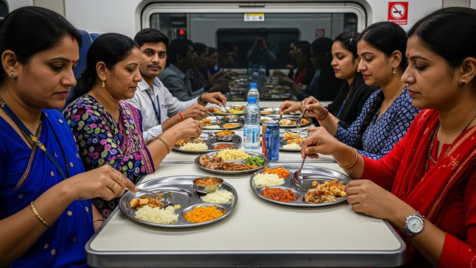 Passengers on select routes can now enjoy authentic local flavours representing India’s diverse culinary heritage onboard. (AI-generated image) Passengers on select routes can now enjoy authentic local flavours representing India’s diverse culinary heritage onboard. (AI-generated image)