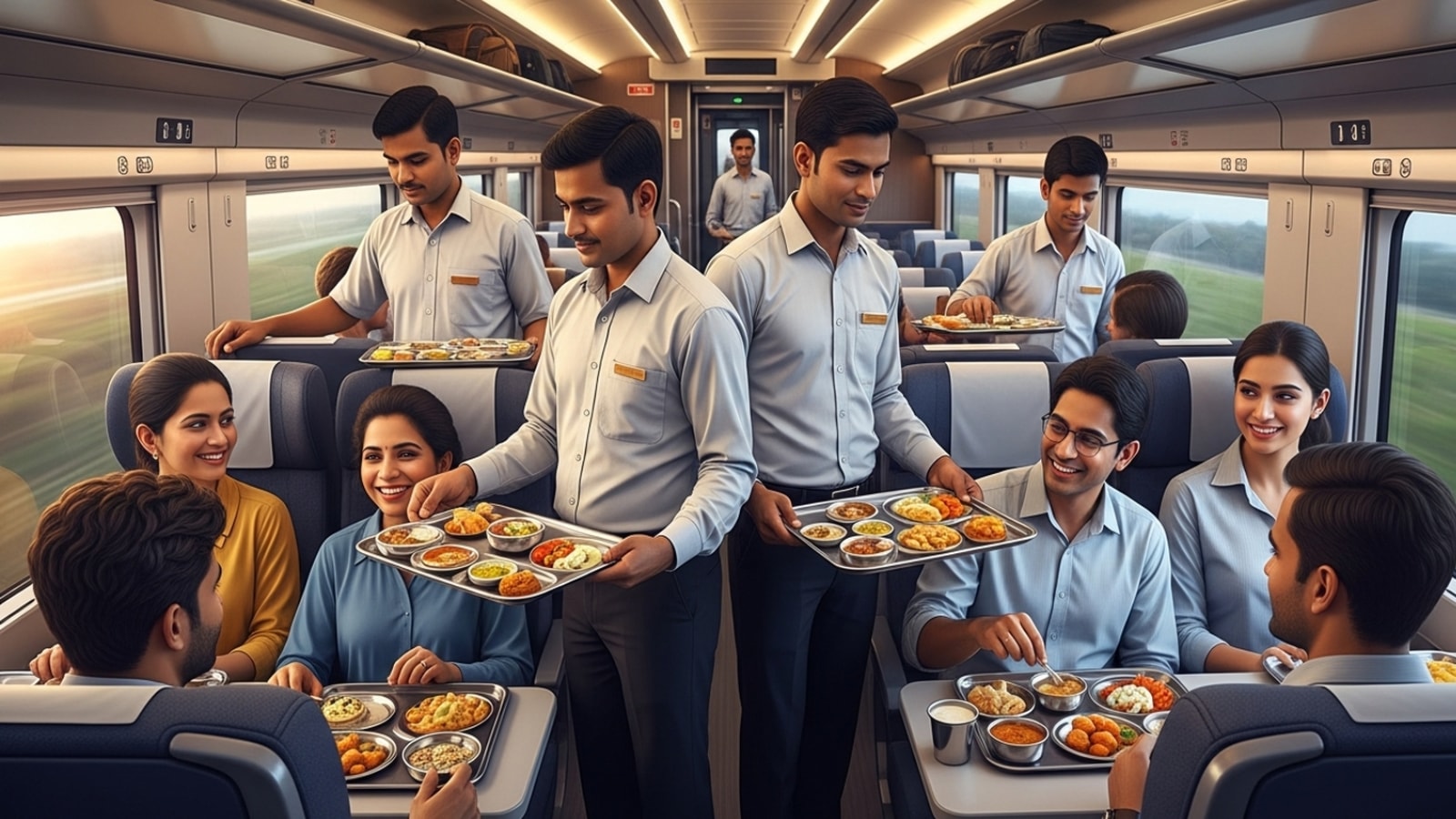 On the 20101/20102 Nagpur–Secunderabad Vande Bharat Express, passengers can enjoy Maharashtra’s Kanda Poha, Dondakaya Karam Podi Fry and Andhra Pradesh’s Andhra Kodi Kura. (AI-generated image) On the 20101/20102 Nagpur–Secunderabad Vande Bharat Express, passengers can enjoy Maharashtra’s Kanda Poha, Dondakaya Karam Podi Fry and Andhra Pradesh’s Andhra Kodi Kura. (AI-generated image)