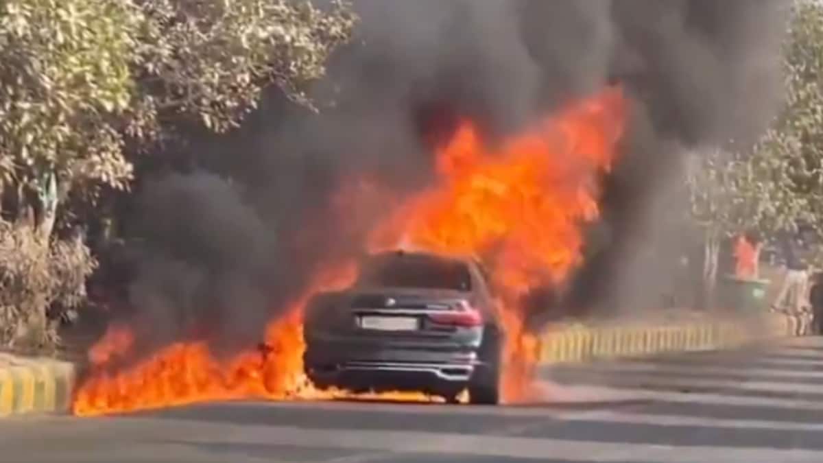 BMW Car Catches Fire in Noida