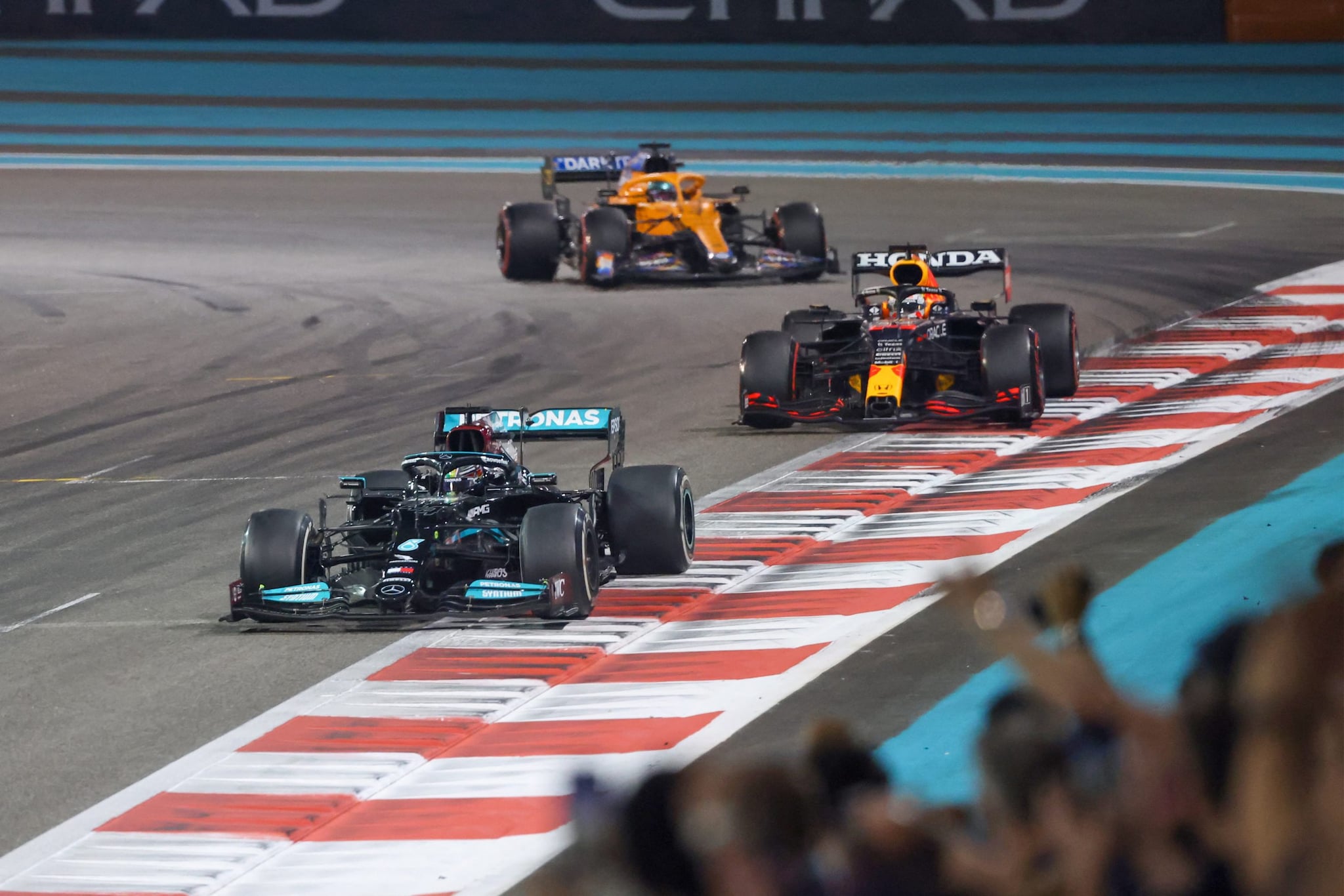 2021- Verstappen vs Lewis HamiltonMax Verstappen and Lewis Hamilton lined up for the season-closer in Abu Dhabi incredibly neck and neck on points. Late in the race Hamilton held the upper hand, with then Red Bull boss Christian Horner suggesting Verstappen needed "a miracle". They got it when Nicholas Latifi crashed his Williams. (AFP) 2021- Verstappen vs Lewis HamiltonMax Verstappen and Lewis Hamilton lined up for the season-closer in Abu Dhabi incredibly neck and neck on points. Late in the race Hamilton held the upper hand, with then Red Bull boss Christian Horner suggesting Verstappen needed "a miracle". They got it when Nicholas Latifi crashed his Williams. (AFP)