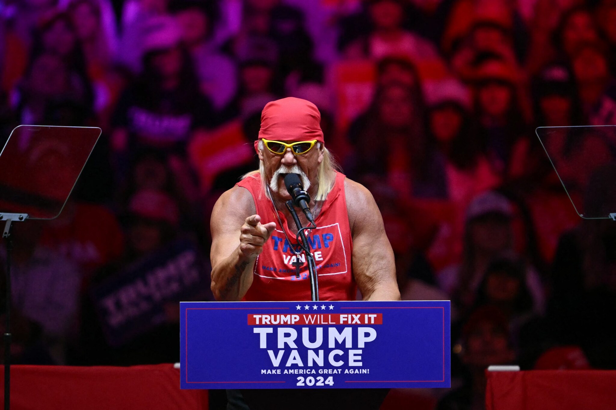 Hulk Hogan, the moustachioed wrestling superstar who turned professional wrestling into mainstream spectacle, seen during a public appearance. He died in 2025 at 71.