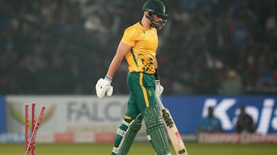 South Africa's captain Aiden Markram walks back after being dismissed (AP)