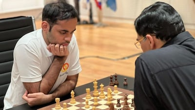 Arjun Erigaisi and Vishy Anand in action (Photo: IA Alon Shulman)