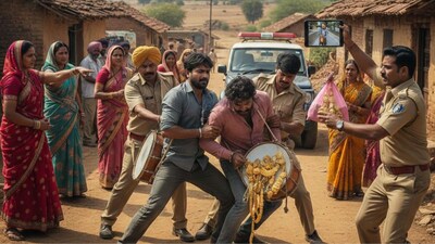 Somewhere between the tiny twirls and the background music, the camera captured two men hovering near the bag. (Image: AI generated)