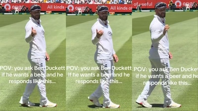 Ben Duckett reacts after Australian fans ask if he needs beer. (Picture Credit: Screengrab)