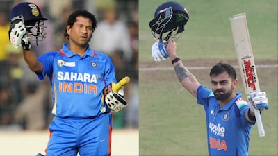 Kohli is now chasing Tendulkar's record of 100 international hundreds (Picture Credit: AFP, X/@BCCI)