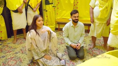 Virat Kohli and Anushka Sharma recently visited Vrindavan.   (Photo Credit: Instagram)