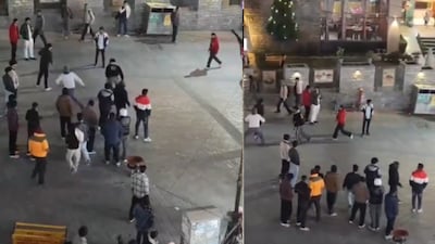 Crowds gathered around, unsure whether the fight was real or staged. (Photo Credit: X)