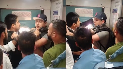 The clip is filmed in the narrow aisle near the train door. (Photo Credit: X)