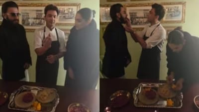 Deepika Padukone and Ranveer Singh at Vikas Khanna's Bungalow.