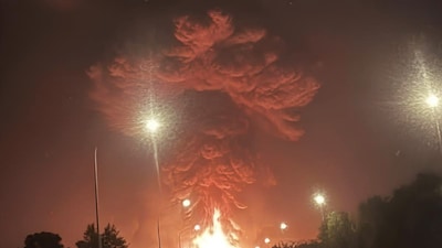 Buriram province’s skies glowed red overnight following attack by Cambodian forces. (Image: X)