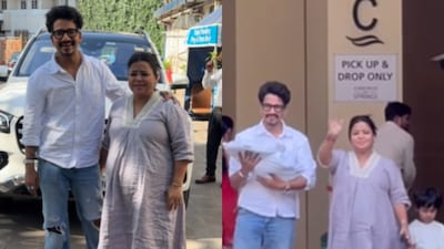 Bharti Singh and Haarsh Limbachiyaa left the hospital with their newborn son. (Photo credit/ Instant Bollywood)