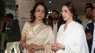 Hema Malini hosted a prayer meet for Dharmendra in Delhi. (Photo: ANI)