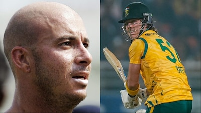 Herschelle Gibbs slams Dewald Brevis. (Picture Credit: AFP, PTI)