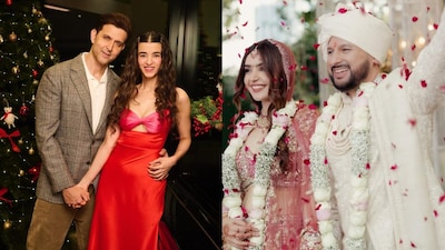 Saba Azad congratulates Hrithik Roshan’s cousin Eshaan Roshan and Aishwarya Singh on their wedding. (Photos: Instagram)