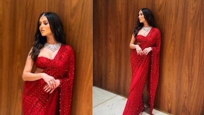 Tara Sutaria makes a case for wedding season glam in a red Arpita Mehta saree
