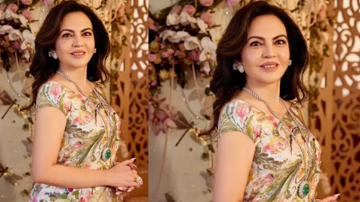 Nita Ambani Steps Out In A Show-Stopping Pear-Cut Diamond And Brazilian Paraíba Tourmaline Necklace