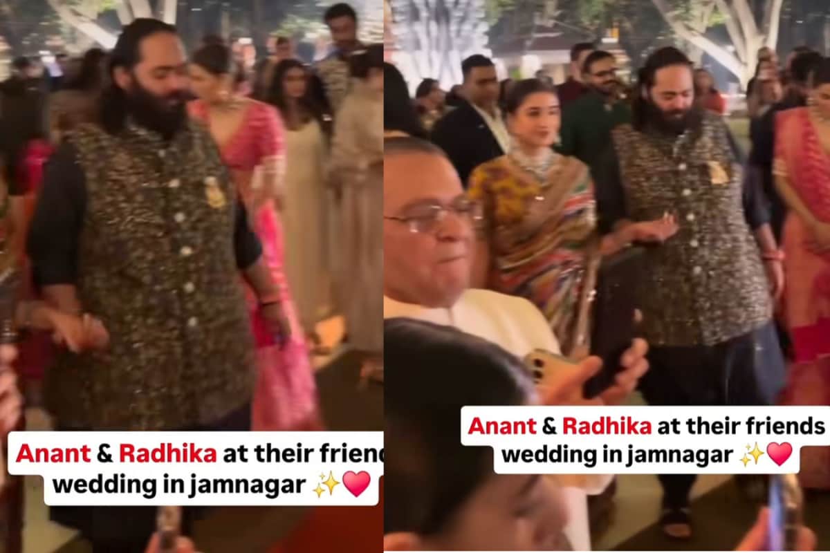 Radhika Merchant Brings Sabyasachi Drama, Anant Ambani Keeps It Classic At Jamnagar Wedding