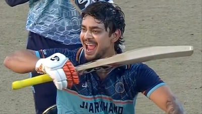 Ishan Kishan scores century in 33 balls for Jharkhand. (Picture Credit: X/@cricketaakash)