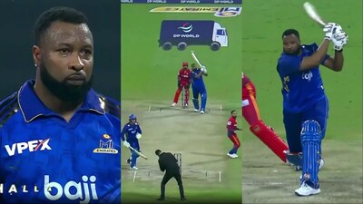 Kieron Pollard hits Dubai Capitals spinner for 30 runs in an over. (Picture Credit: Screengrab)