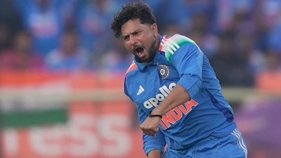 Kuldeep Yadav in action for India in the 3rd ODI against South Africa in Vizag (AP Photo)