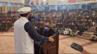 Saifullah Kasuri, deputy chief of Lashkar-e-Taiba and a key accused in the Pahalgam terror attack, addresses a gathering in Lahore. (Screenshot)