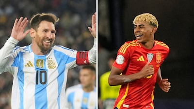 Argentina's Lionel Messi and Spain's Lamine Yamnal (AP/PTI)